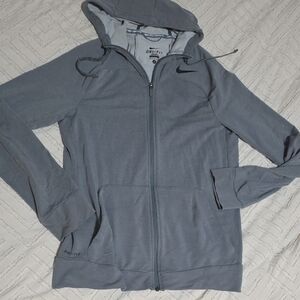 Nike Dri-FIT Grey Zip-Up Hoodie. Mens Small. Workout. Activerwear Jacket. Gym.